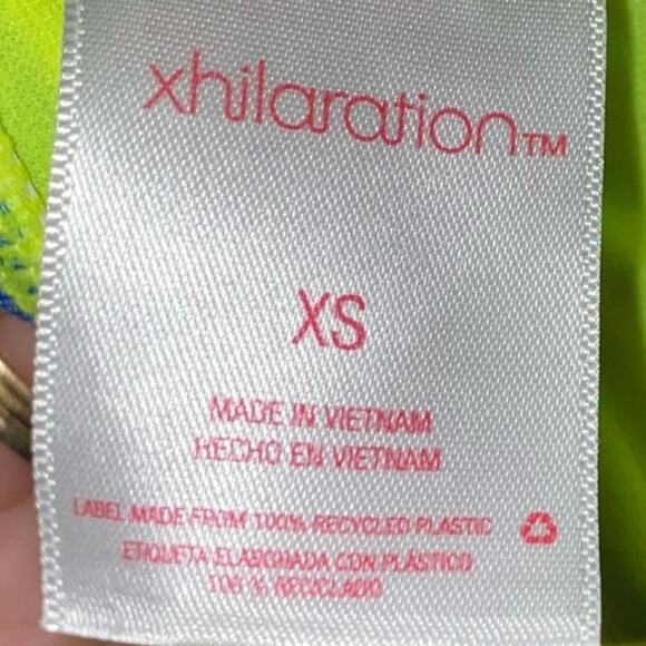 Xhilaration Neon Yellow & Blue Striped Cropped Tank Top - Picture 5 of 5